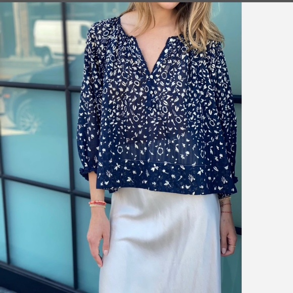 THE GREAT. Tops - THE GREAT.  The Perch Top in Navy Prairie Floral 2/M